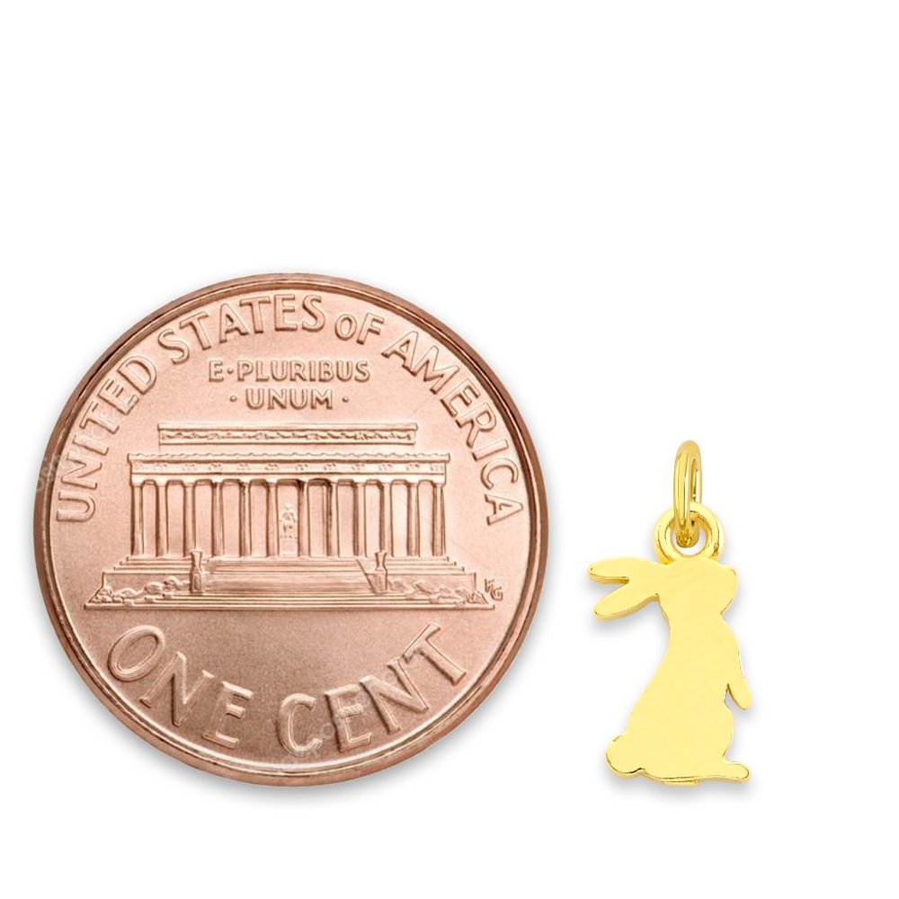 Solid 14k Gold Rabbit Charm - Tiny Cute Animal Ch… - image 2